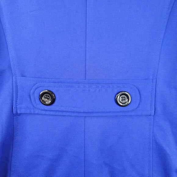 Multiples Ruffle-Front Button Blazer Size L Marine Blue Stylish Layering New - Picture 12 of 14